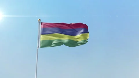 Mauritius flag zoom alpha sky Stock Footage 139720601