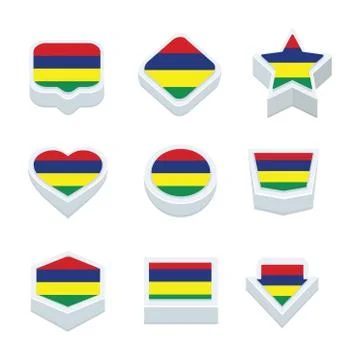 Mauritius flags icons and button set nine styles Stock Illustration