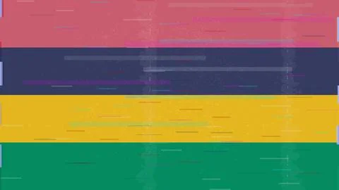 Mauritius Glitch Flag Vector - RGB Split Digital Video Frame Design 스톡 일러스트