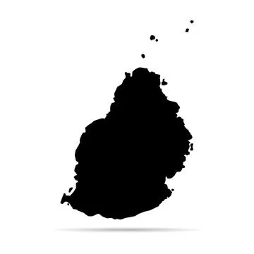Mauritius island map symbol shadow shape, travel web flat concept icon vector Illustrazione stock