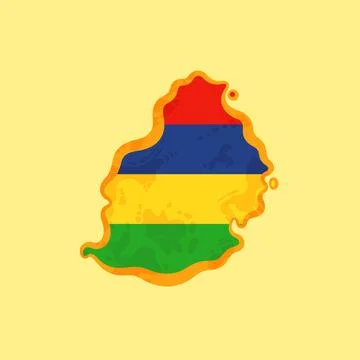 Mauritius - Map colored with the flag Stock Illustration