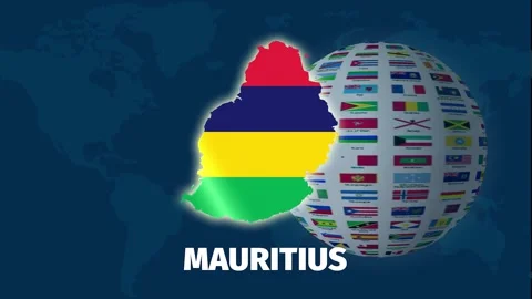 Mauritius map, country map zoom in animation with borders Stock Footage 328238379