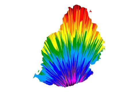Mauritius - map is designed rainbow abstract colorful pattern, Republic of Ma Stock Illustration