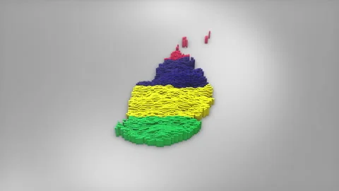 Mauritius Map with Flag Intro Background Stock Footage 315164554