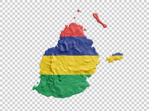 Mauritius map flag of red blue yellow green for geography travel concepts. Stock Photos