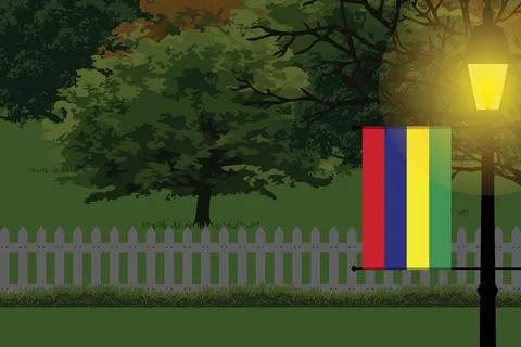 Mauritius Night Trees Lamp Vector Illustration Stock Illustration