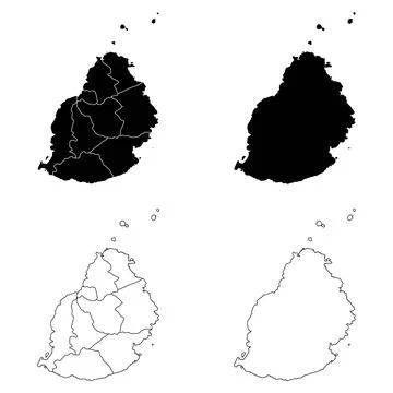 Mauritius Outline and Solid Fill Map Set. 스톡 일러스트