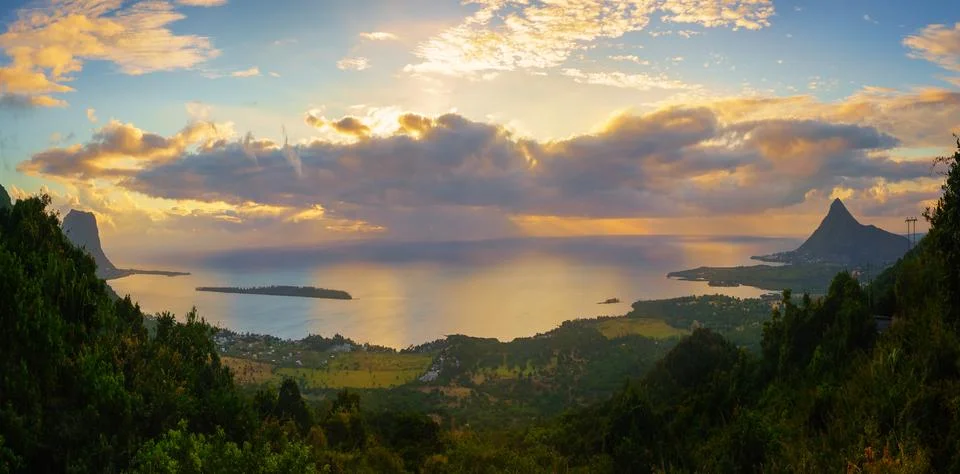 Mauritius panorama at sunset Stock Photos