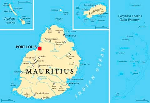 Mauritius Political Map Illustrazione stock