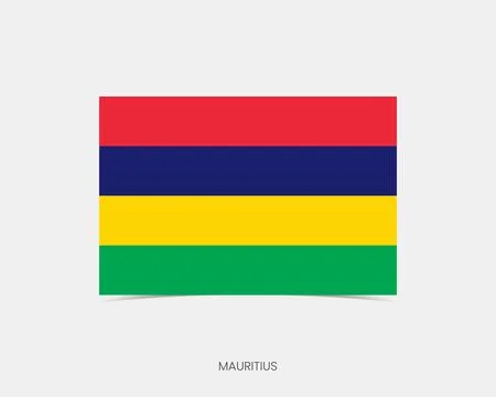 Mauritius Rectangle flag icon with shadow. Illustrazione stock