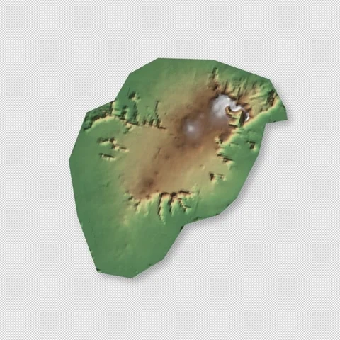 Mauritius Rotating 3D Relief Map Seamless Loop, Alpha Channel 4K Stock Footage 340708543