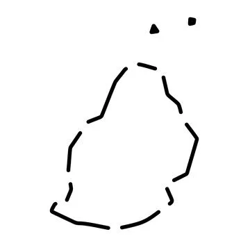 Mauritius simplified broken outline vector map Stock Illustration