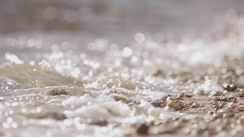 Mauritius wave breaks on sea shell shore line. Stock Footage 140708413