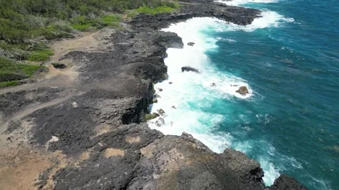 MAURITIUS WAVES PAN UP 1 Video stock 303155610