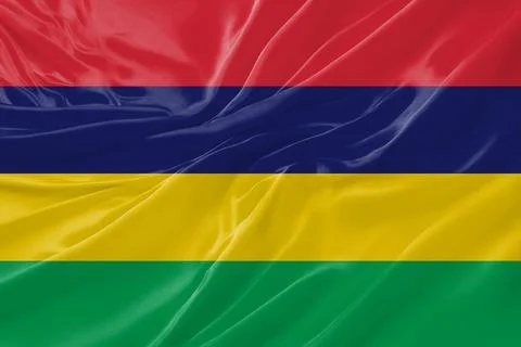 Mauritius Waving Flag Background with Silk Fabric Texture Stock-Illustration