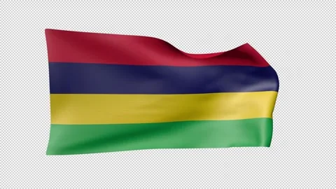 Mauritius Waving Flag Transparent Alpha Stock Footage 274434283