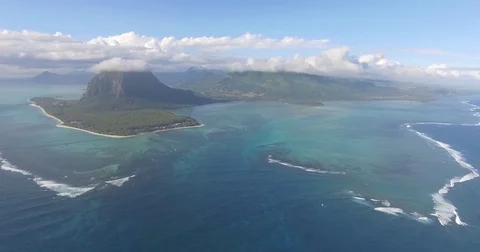 MAURITUS WATERFALL FROM THE SKY Stock Footage 79884355