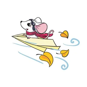 Mause character on plane Stock Illustration