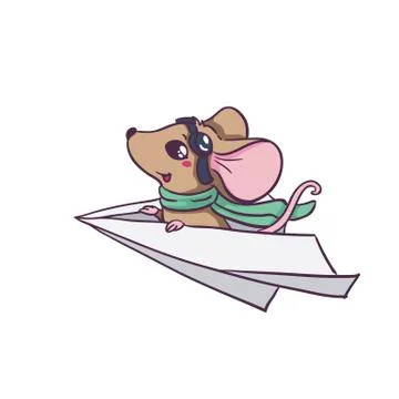 Mause character on plane Stock Illustration