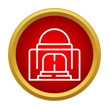 Mausoleum building outline icon inside red circle Ilustración de archivo