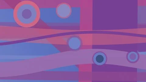 Mauve ribbons, blue fields, and delicate circular accents create a calm atm.. Stock Illustration