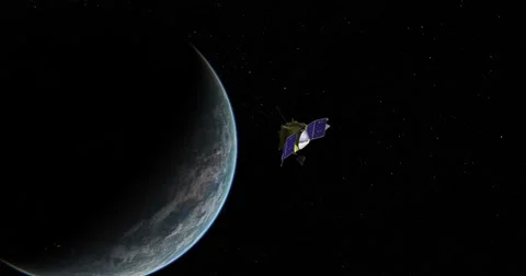 Maven spacecraft zips past camera as it departs Earth.  Stock Footage 62745565