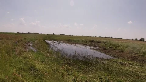 Maverick X3 driving through the puddle in the meadow with high speed Stock Footage 159353450