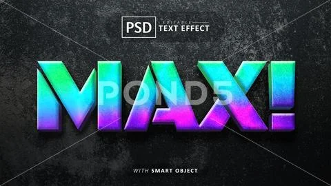 Max 3d text effect editable PSD Template