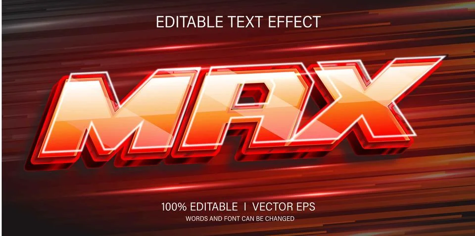 Max 3d vector text effect with modern style design Stock Illustration