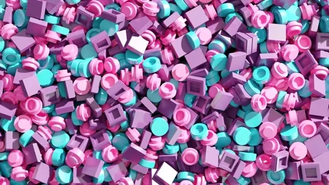 Max of Candy Color Lego Bricks Lit Up by Moving Light Stock Footage 229788047