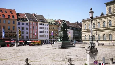 Max Joseph Platz Square is a large and popular square located in Munich Stock Footage 222647754