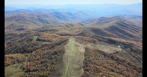Max Patch North Carolina aerial wide mountain landscape 4K drone footage Stock Footage 322028272