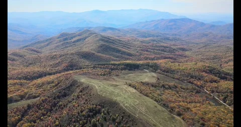 Max Patch North Carolina aerial wide mountain landscape 4K drone footage Stock Footage 322028293