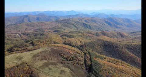 Max Patch North Carolina aerial wide mountain landscape 4K drone footage Stock Footage 322028409