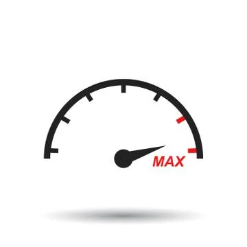 Max speed icon. Flat vector illustration. Speedometer, tachometer sign symbol Stockillustratie