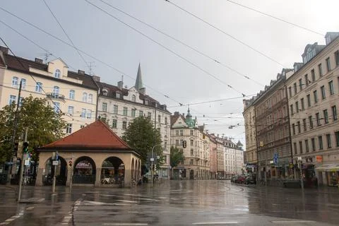 Max Weber Platz in Munich, one of the busiest intersection for traffic, u-bahn Stock Photos