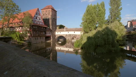 Maxbrucke with Wasserturm in background Stock Footage 260817856