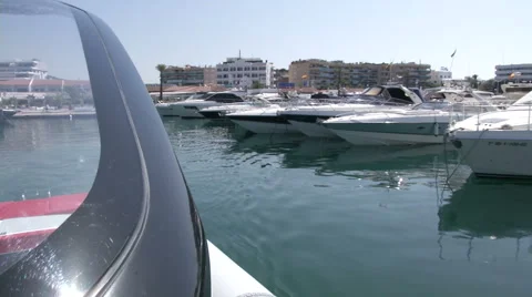 Maxi rib leaving marina in Ibiza  Stock Footage 43317543