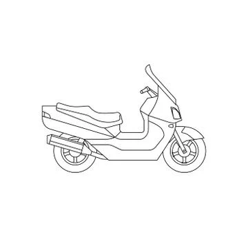 Maxi Scooter line drawing Stock Illustration