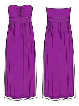 Maxi strapless dress Stock Illustration