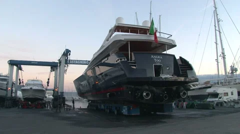 Maxi yacht moving during launch Stock Footage 47168491
