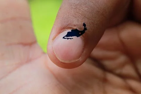 Maxico map on finger nail Foto stock