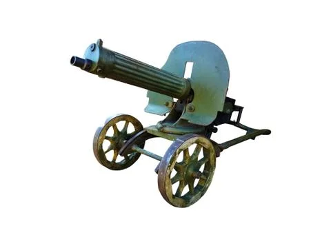 .Maxim machine gun on a white background of protective color. Stock Illustration