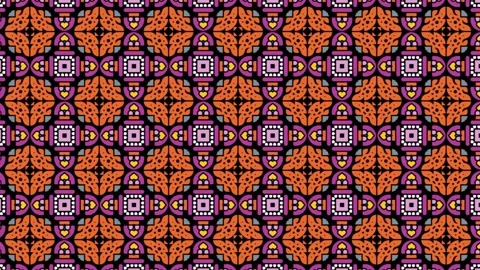 Maximal element tiles geometric seamless pattern in orange, pink, and Stock Footage 202061471