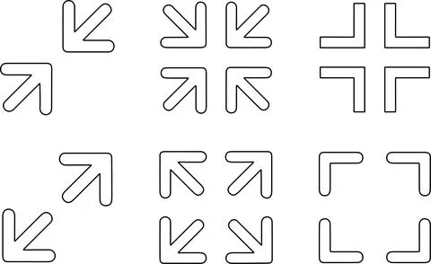 Maximize and minimize screen buttons icon set. Full screen enter and exit s.. Stock Illustration