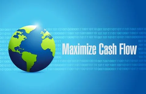 Maximize cash flow globe sign illustration design Stock Illustration