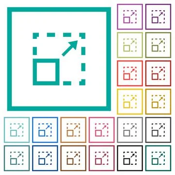Maximize element flat color icons with quadrant frames Stock Illustration