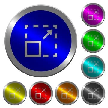 Maximize element luminous coin-like round color buttons Stock Illustration