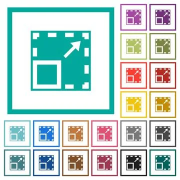 Maximize element solid flat color icons with quadrant frames Stock Illustration