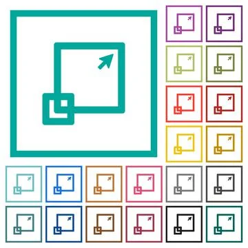 Maximize window flat color icons with quadrant frames Stock Illustration